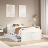 VidaXL Cadru pat fără saltea/cu tăblie, alb, 120x200cm, lemn masiv pin