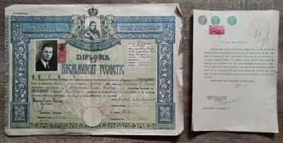 Diploma de bacalaureat teoretic 1945 + consimtamant urmare studii foto