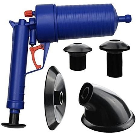 Pistol cu aer comprimat cu 4 accesorii pentru desfundat tevile de la chiuvete,