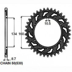 Pinion lant spate otel, Lant tip: 50 (530), numar dinti: 44 foto