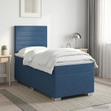 Cumpara ieftin Pat boxspring cu saltea albastru 90 x 190 cm Tesatura