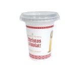 Set 100 buc Pahare de Pasti, Hristos a Inviat, din plastic, cu capac, 330 ml