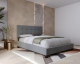 Cumpara ieftin Pat tapitat Modern 160x200cm, cadru din lemn cu somiera fixa, culoare Gri