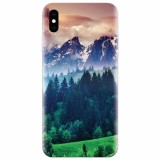 Husa silicon pentru Apple Iphone XS Max, Forest Hills Snowy Mountains And Sunset Clouds