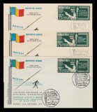 1962 Exil Romania, 3 FDC C.E. Atletism serie dt supratipar trilingv Emisiunea 29, Romania de la 1950