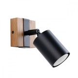 Lampă De Perete Fager Lemn Negru/Natural Oțel/Lemn Natural 1 Bec Tub Scandinav De Interior