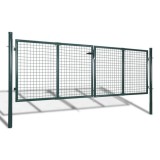 Cumpara ieftin Poartă gard din oțel, 289 x 125 cm/306 x 175 cm, verde, vidaXL