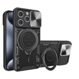 Cumpara ieftin Husa iPhone 15 Pro Max antisoc cu protectie camera glisanta, inel metalic si suport auto magnetic, protectie completa , TCGP