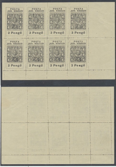 ROMANIA Ardealul de Nord decembrie 1944 emisiunea locala Nasaud - colita de 8 timbre MNH