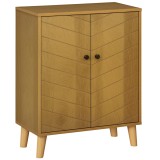 HOMCOM Dulap Vintage cu Uși Chevron Duble și Picioare din Lemn de Pin, Efect de Lemn Natural, Design Retro | Aosom Romania