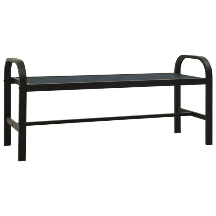 Banca de gradina, negru, 124,5 cm, otel si WPC