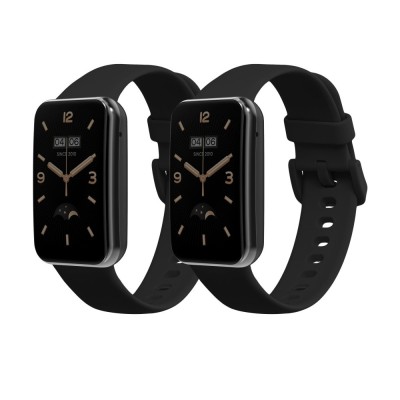 Set 2 Curele Kwmobile pentru Xiaomi Mi Band 7 Pro, Negru, Silicon, KWM0000176Z008C foto