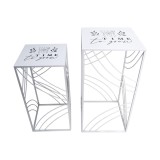 Cumpara ieftin Set 2 suporturi flori fier alb negru 30 x 30 x 60, 35 x 35 x 70 cm