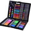 Trusa de colorat compartimentata, 150 de elemente, creioane colorate, aquarele, creioane cerate, accesorii