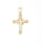 Pandantiv cruce din aur galben de 14k, cu detalii sculptate