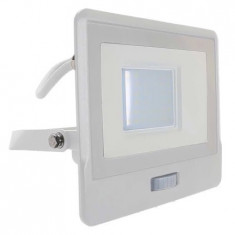 Reflector led smd 30w 6400k ip65 cu senzor miscare - alb