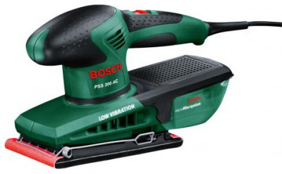 Slefuitor cu vibratii BOSCH PSS 200 AC , 200 W, 24000 vibratii min, cu foaie abraziva Red Wood, geanta din plastic si microfiltru Bosch foto