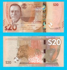 Belize (p#NOU) 20 Dollars 2025 UNC &#039;Jaguar&#039; serie: FA7129xx; Puse &icirc;n circulație pe 4 August 2025