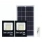 Set 2 proiectoare solare eMazing, 200 LED-uri, 30W, panou solar, 1.2AH, telecomandă, suport montaj, ABS, 13x13.5 cm, negru