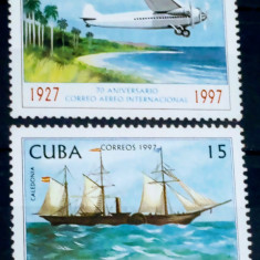 Cuba 1997 transporturi,avioane,nave cu pânza,corabie serie 2v. neștampilată