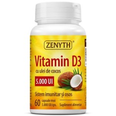 Vitamina D3 cu Ulei de Cocos 5000UI 60 capsule Zenyth