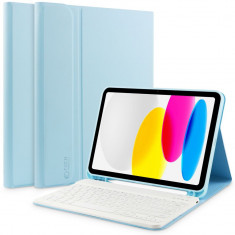 Husa Tech-Protect Sc Pen + Tastatura pentru Apple iPad 10.9 10/2022 Albastru deschis