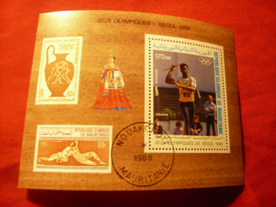 Bloc Mauritania 1988 -Jocurile Olimpice Seoul ,stampilat foto