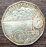 (A260) MONEDA DIN ARGINT AUSTRIA - 5 EURO 2003, PUTEREA APEI /ENERGIA HIDRAULICA, Europa