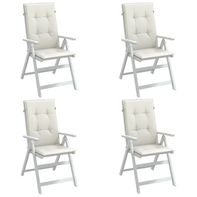 vidaXL Perne scaun spătar &amp;icirc;nalt, 4 buc. melanj crem 120x50x4 cm textil foto