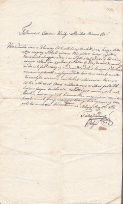 A3772N Cerere adresată către k k M Distrikt Commando Bistrița, 1850, dată la T&amp;acirc;rgu Lăpuș, limba maghiară foto