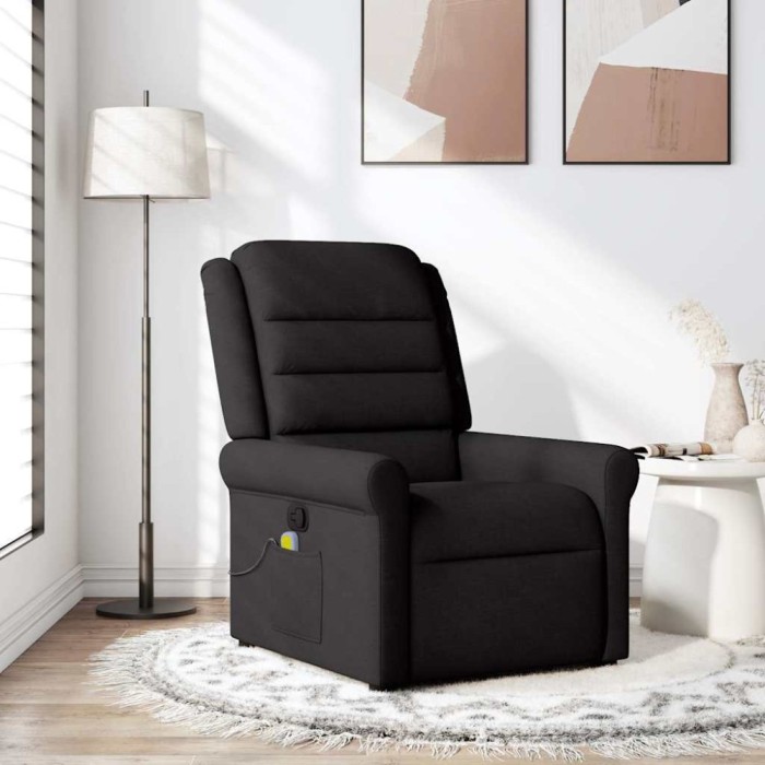 vidaXL Fotoliu de masaj rabatabil, negru, material textil 4015648