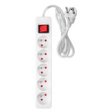 Prelungitor electric 3 m, 5 prize, 3x1,5 mm&sup2;, alb, cu intrerupator
