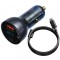 Incarcator Auto Cu Cablu USB-C Baseus Digital Display, 65W, 5A, 1 x USB-A - 1 x USB-C, Negru TZCCKX-0G