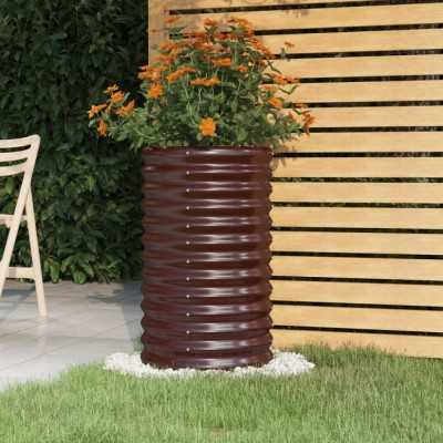 vidaXL Jardinieră grădină maro 40x40x68 cm oțel vopsit electrostatic foto