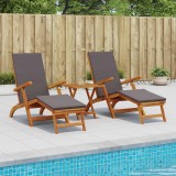 vidaXL Șezlong pliabil și culisant 3 pcs Gri &icirc;nchis 3415409