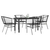 vidaXL Set de sufragerie de grădină 5 piese sticlă neagră polirattan 3334585