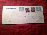 Plic Par Avion circulat 1968 Zurich - Bucuresti cu 4 timbre 1960 si 1968 , vigneta Luftpost