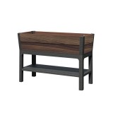 Cumpara ieftin Cutie decorativă de grădină din plastic, cu raft inferior, 110 l, lemn de nuc