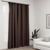 VidaXL Draperie opacă, aspect de in, gri taupe, 290x245 cm, cu c&acirc;rlige