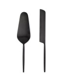 Cumpara ieftin Set 2 tacamuri servire desert otel negru satinat Bronte 6x26h; 2,5x27h