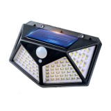 Lamp&Auml; solar&Auml; led de exterior, 100 led, cu senzor de mi&Egrave;care &Egrave;i senzor crepuscular, 3 moduri, flux 700lm, ip65, montaj perete, neagr&Auml;