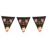 Ghirlandă Petrecere, Happy Birthday, 4.8m, 15 Bucăți, Stegulețe Folie, Negru Multicolor, Oem