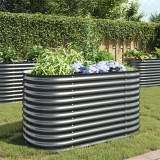 Gossi strat inaltat de gradina, gri, 160x80x81cm, otel galvanizat