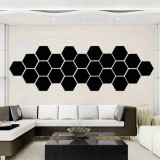 Cumpara ieftin Set Oglinzi Acrilice Design Hexagon - Oglinzi Decorative XXL Black 12 bucati/set