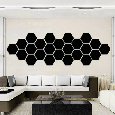 Set Oglinzi Acrilice Design Hexagon - Oglinzi Decorative XXL Black 12 bucati/set foto