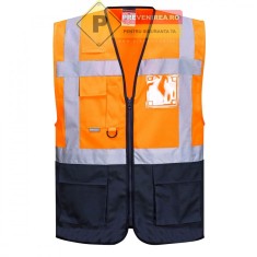 Veste reflectorizante portocaliu cu albastru foto
