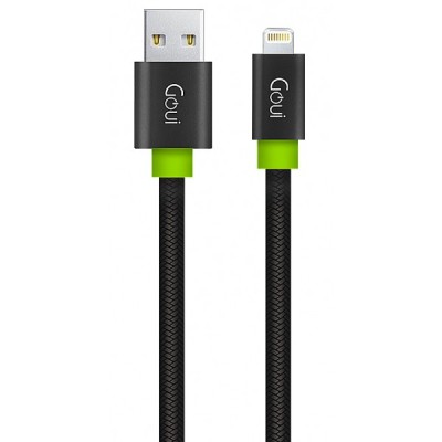 Cablu Date si Incarcare USB-A - Lightning Goui Fashion Flat, 18W, 1m, Negru G-LC8PINFBF-K foto
