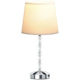 HOMCOM Lampă de Masă cu Buton și Port USB, Lampă Modernă din Metal, Sticlă și Poliester, &Oslash;23x45 cm, Argintiu | Aosom Romania