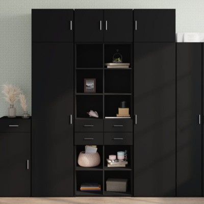 Gossi dulap inalt, negru, 70x42,5x185 cm, lemn prelucrat foto
