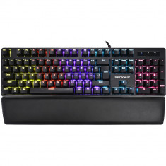 Tastatura mecanica gaming Serioux SRXMK-VALDIS, Iluminata, Switch Outemu Blue, Palm Rest, Negru